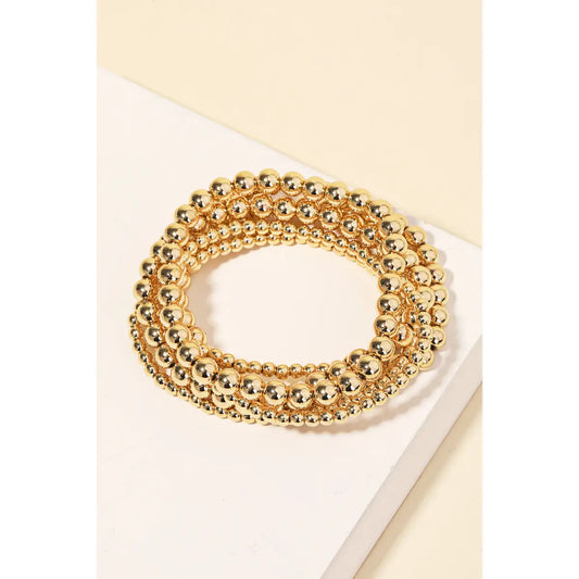 Gold Ball Beaded Stackable Bracelet