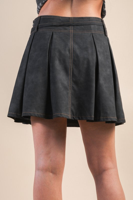 Vegan Leather Skirt w/ Shorts