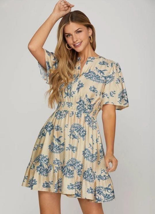She & Sky Blue/White Dress
