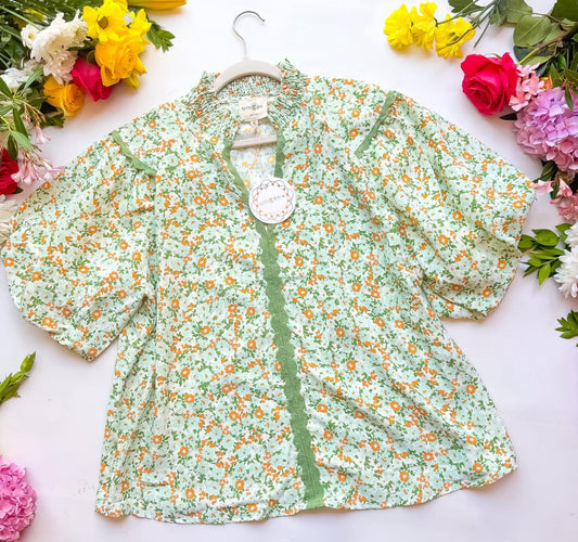 Umgee Plus Green Floral Top