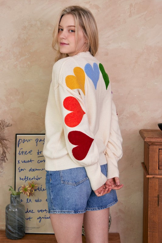 Cream Heart Sweater