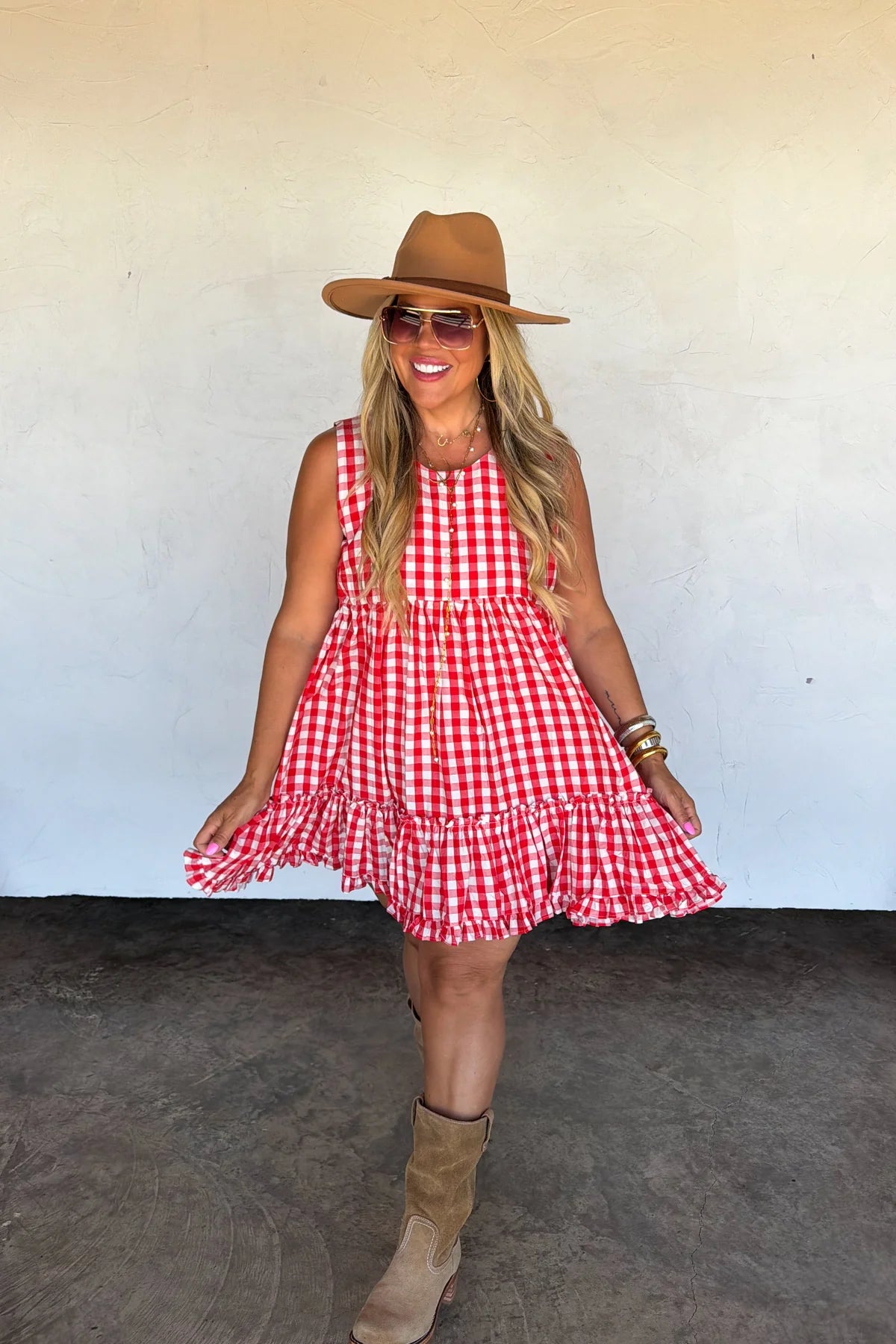 Blakeley Red and White Gingham Dress