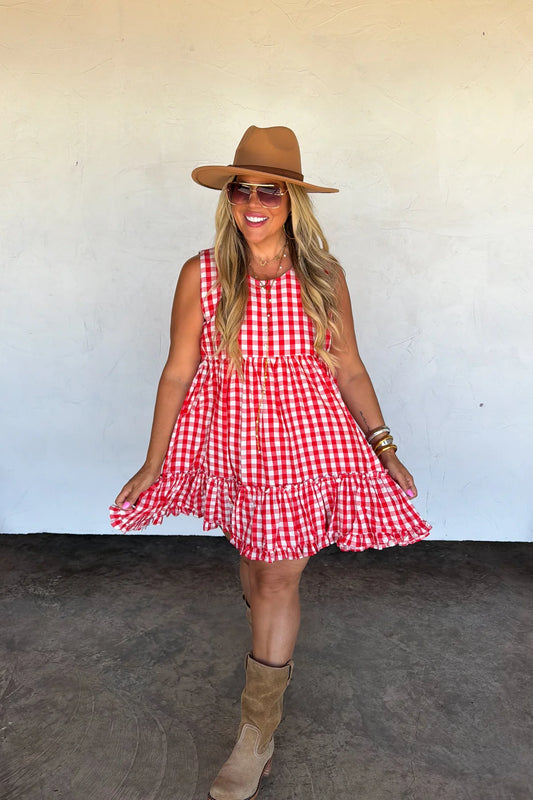 Blakeley Red and White Gingham Dress