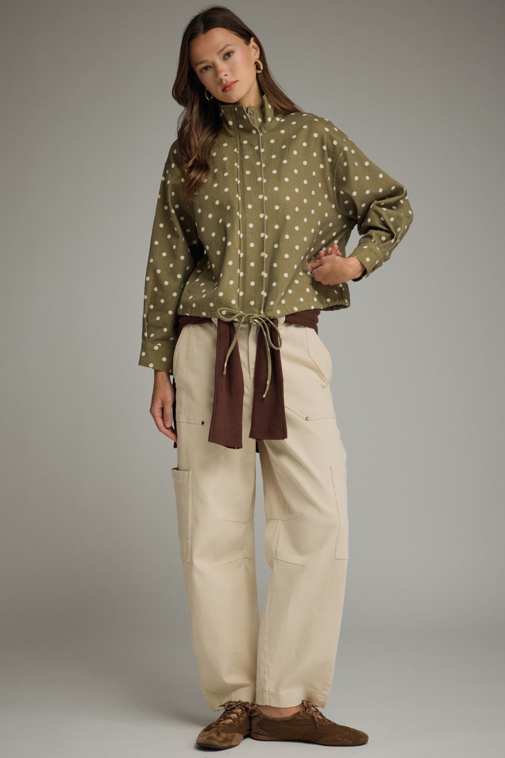 Entro Olive Polka Dot Jacket
