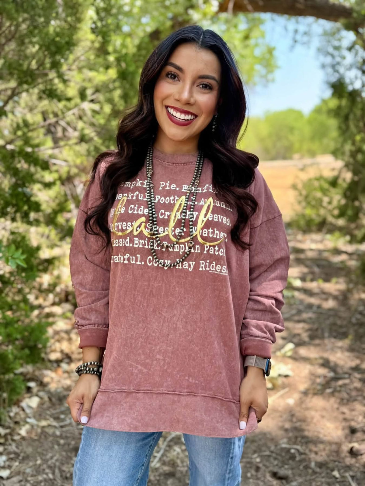 Words of Fall Metallic Puff Top
