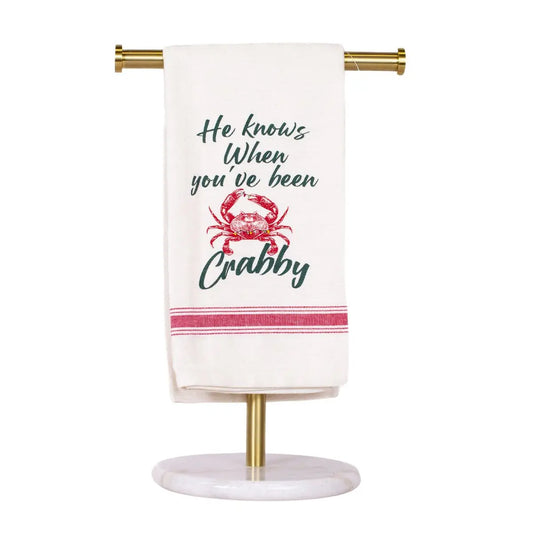 He Knows When You've Been Crabby Hand Towel Cream/Multi 20x28