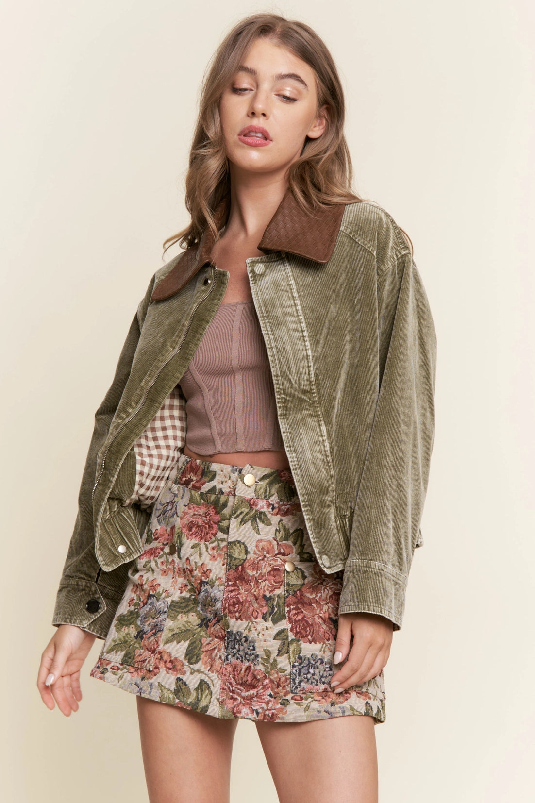 Mineral Washed Corduroy Button Jacket