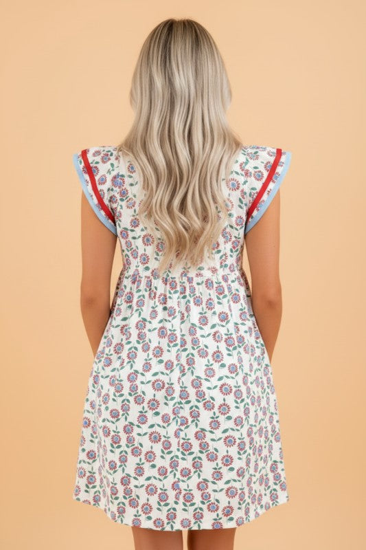 Red Stripe Floral Dress