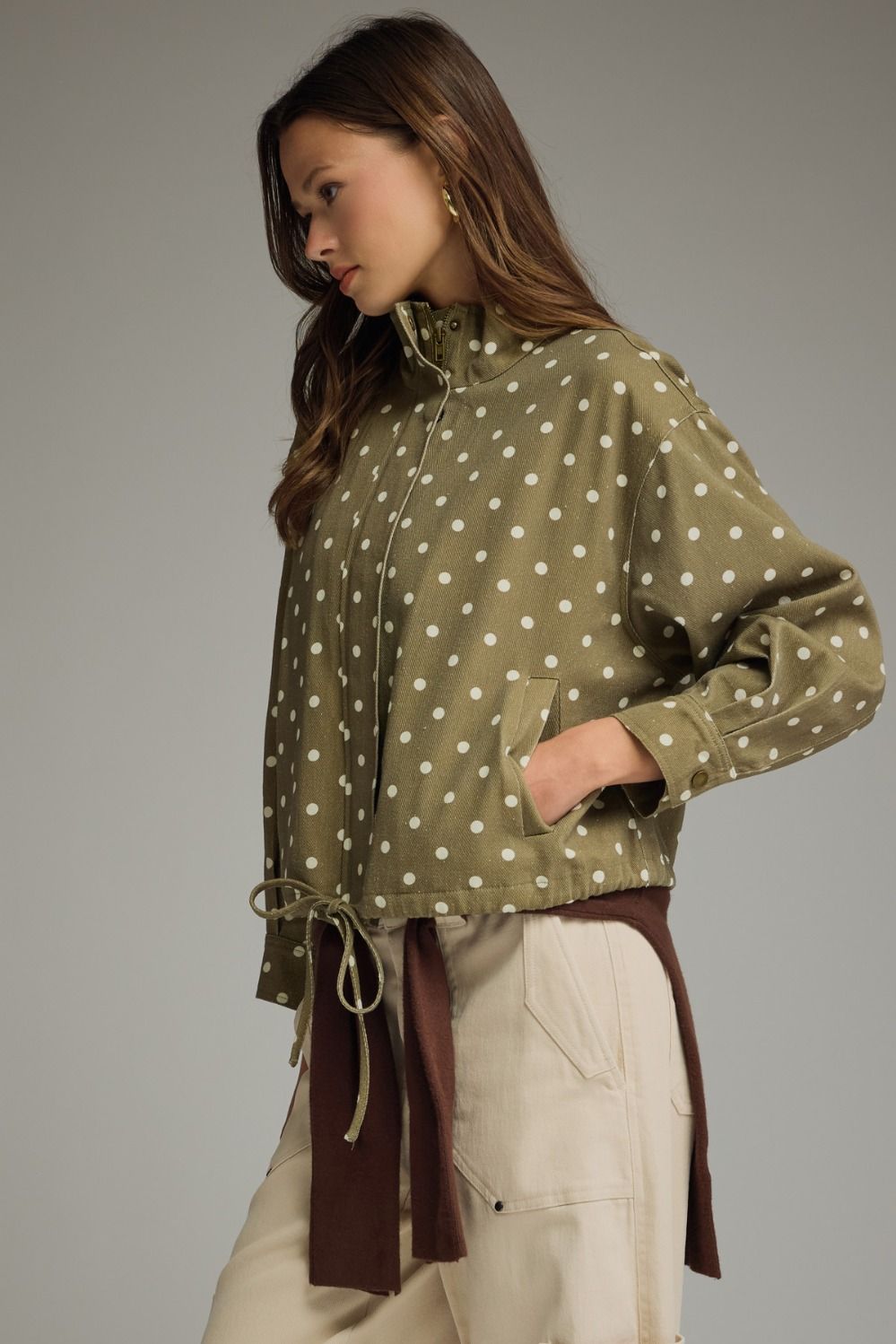 Entro Olive Polka Dot Jacket